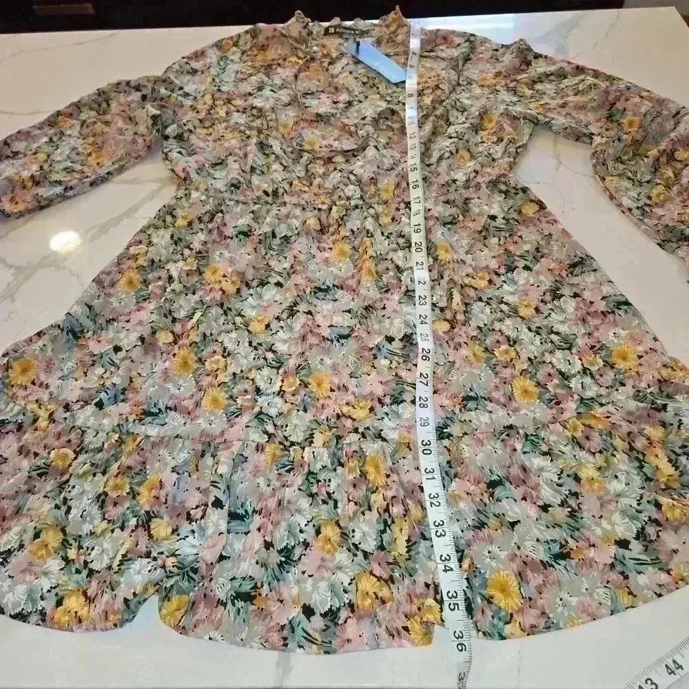 NWT Allegra K Womens Boho Floral Long Sleeve Ruffle Chiffon Size Large - Picture 11 of 11